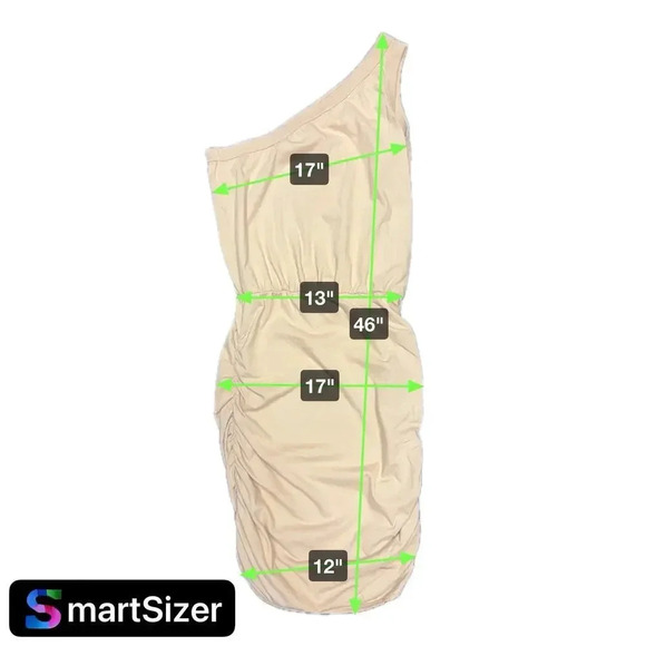 n:Philanthropy Revolve Neesa Mini Dress Nude Beige One Shoulder Ruched Sz L NWT - Picture 8 of 10